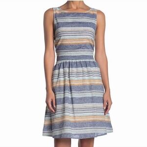 BeachLunchLounge Sleeveless Striped Blue Dress, XL